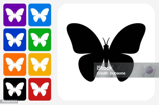 Ilustración de Grupo De Botones De Mariposa Icono Cuadrado y más Vectores Libres de Derechos de Mariposa - Lepidópteros - Mariposa - Lepidópteros, Ícono, Vector