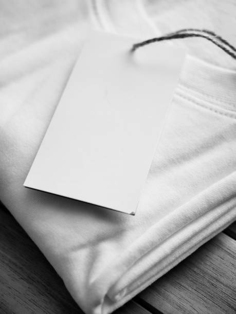 istock White round t-shirt and clothing label 955894652