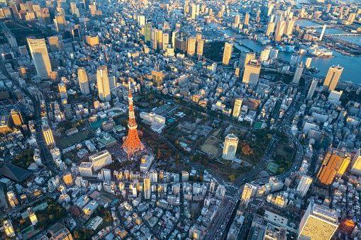 Aerial view of Tokyo Japan Skyline