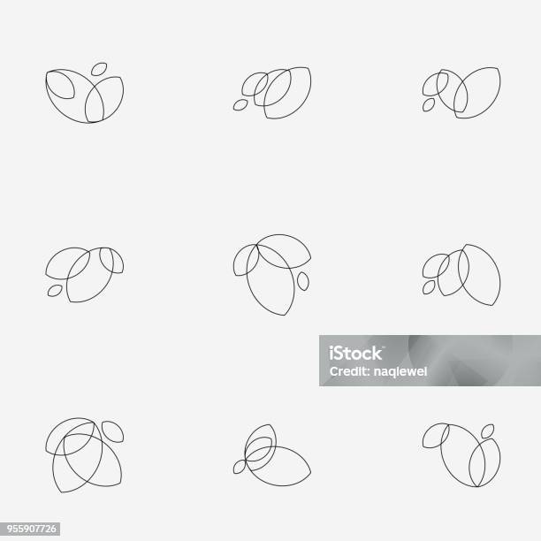 Line Style Floral Icon Stock Illustration - Download Image Now - Leaf, Logo, Abstract