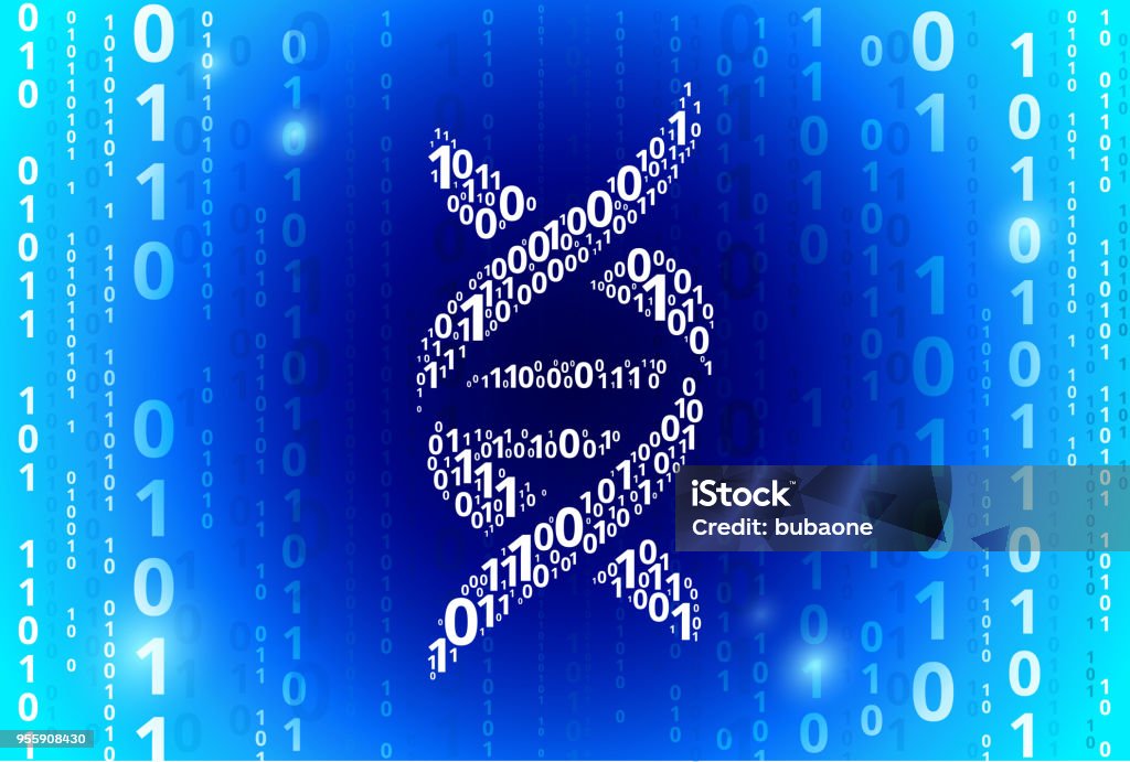 Dna Code Vs Binary Code Dna Binary Code Blue Vector Pattern Background Stock Illustration ...
