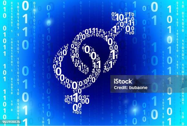 Male Female Signs Binary Code Blue Vector Pattern Background Stock ...