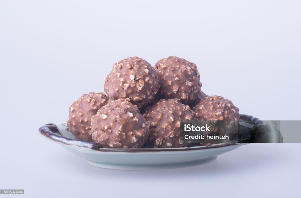 chocolate ball chocolate ball or chocolate bonbon on a background Black Color Stock Photo