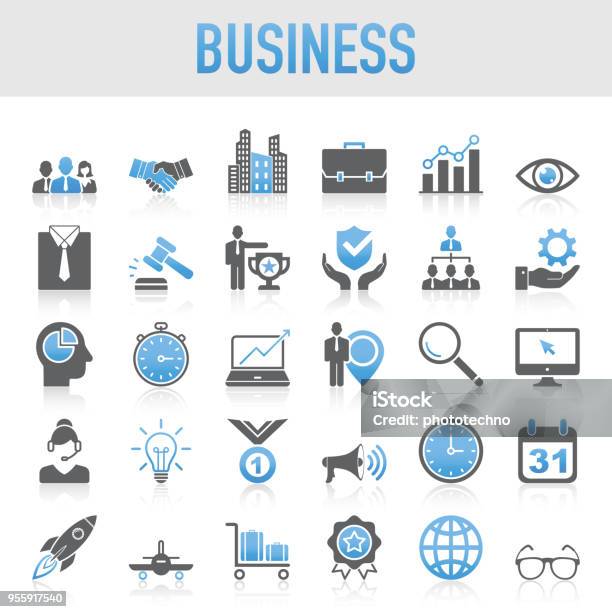 Modernen Universellen Businessiconset Stock Vektor Art und mehr Bilder von Symbol-Set - Symbol-Set, Geschäftsleben, Icon