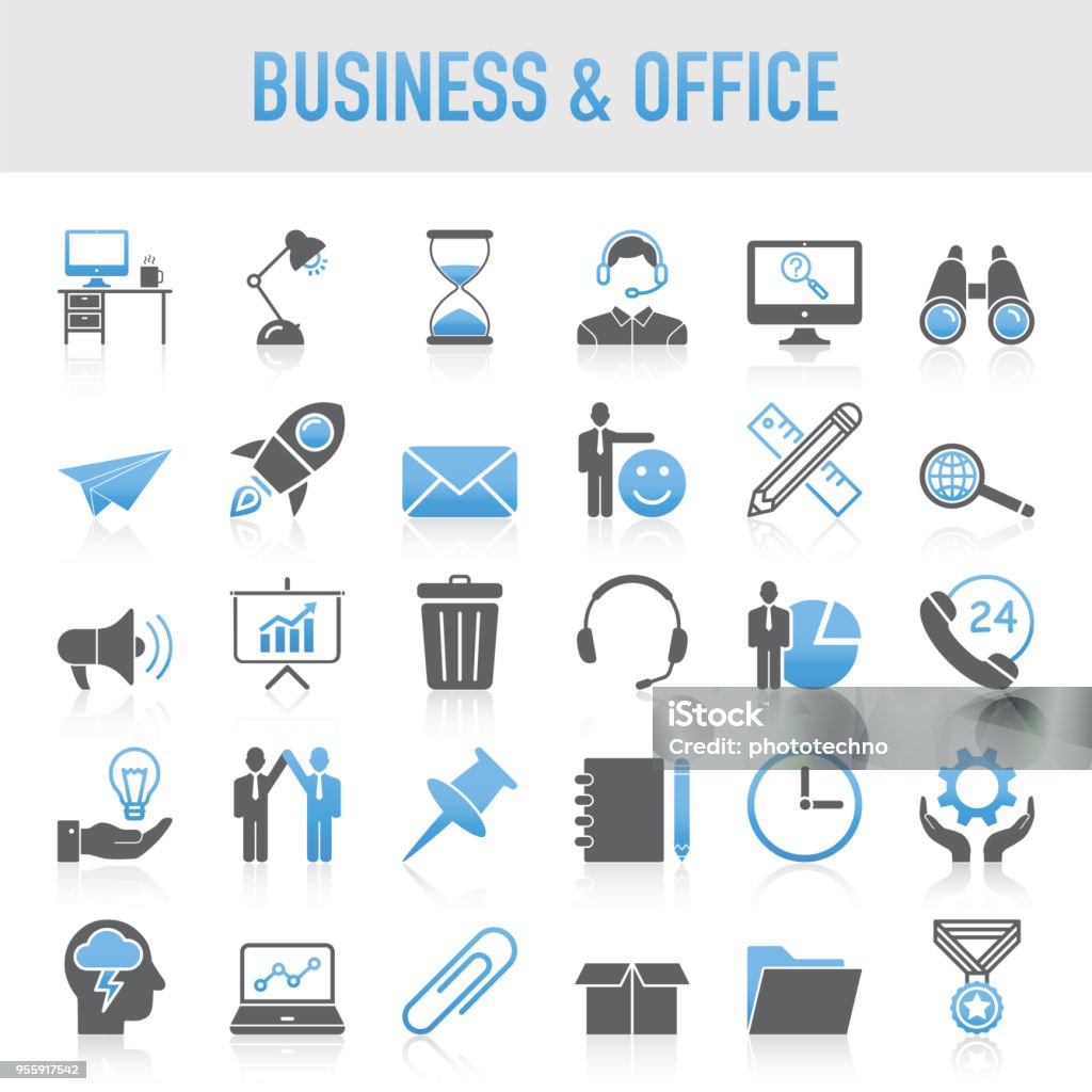 Set di icone Modern Universal Business & Office - arte vettoriale royalty-free di Icona