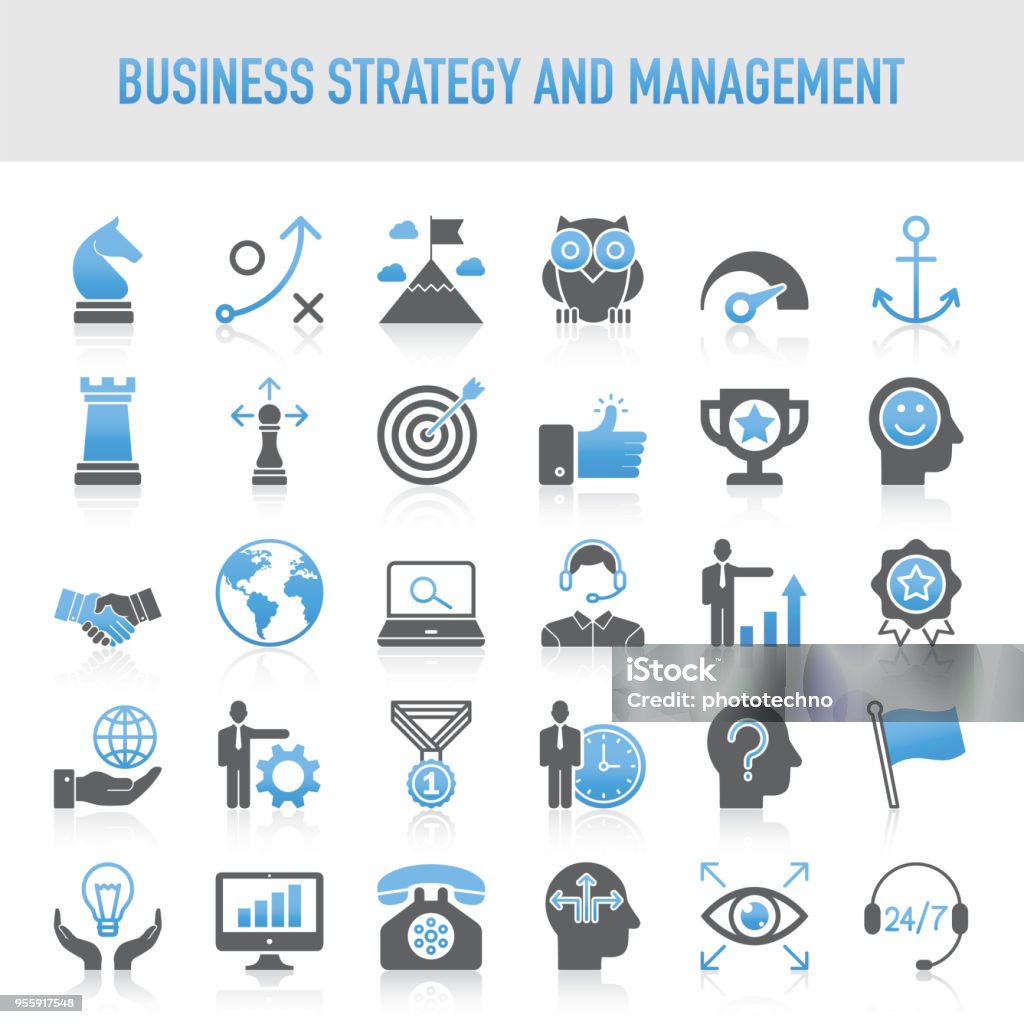 Modern Universal Business Strategy and Management Icon Set Icon Symbol stock vector