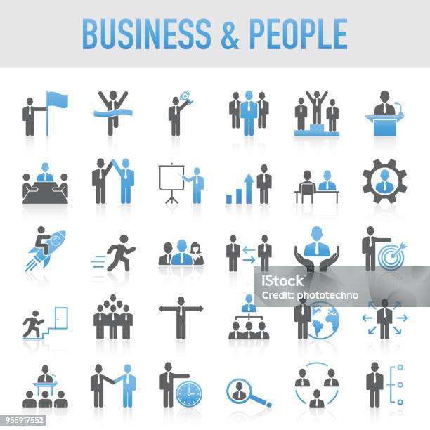 Modern Universal Business People Icon Set Stock Illustration - Download Image Now - Icon Symbol, Human Resources, Recruitment