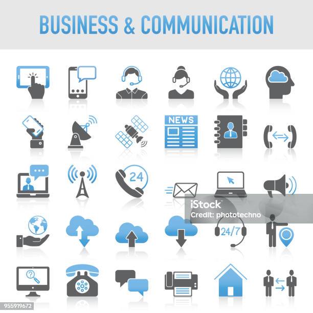 Modern Universal Business Communication Icon Set Stock Illustration - Download Image Now - Icon Set, Communication, Icon Symbol