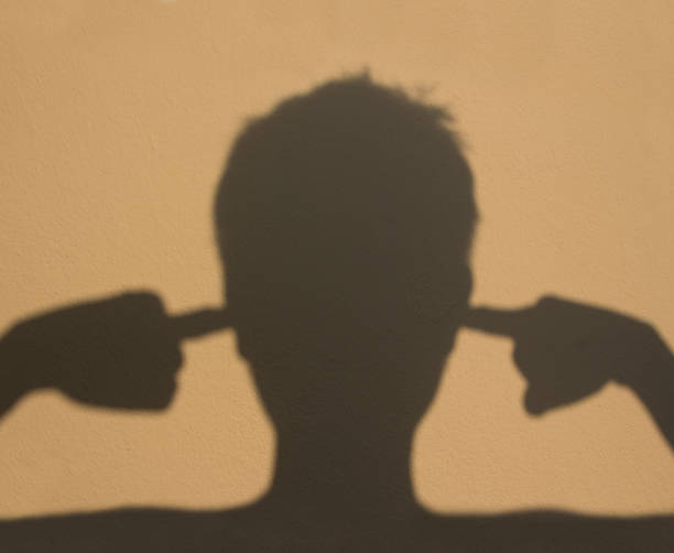 do not listen shadow man do not want listen, noise loud indifference stock pictures, royalty-free photos & images