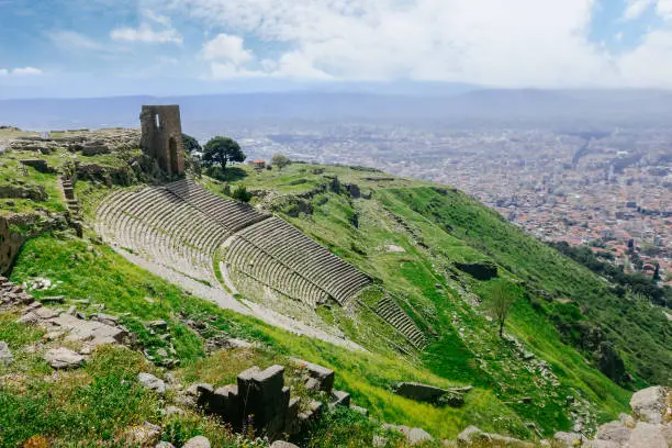 Photo of Ruin roman amphitheatre (amphitheater) in Pergamum (Pergamon), Turkey