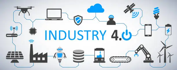 Vector illustration of Industry 4.0 infographic factory of the future – stock vector