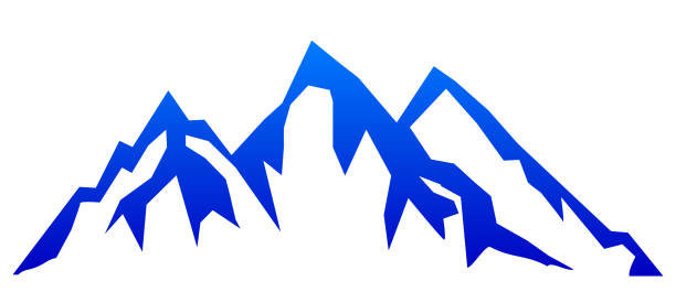 illustrations, cliparts, dessins animés et icônes de montagne de silhouette bleu avec trois sommets sur fond blanc-stock - mountain mountain peak mountain climbing switzerland