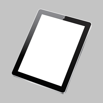 Tablet with white display in turn - stock vector