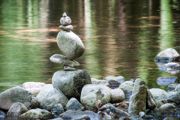 balance rocks in the river