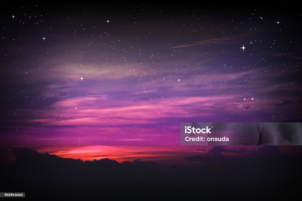 colorful night sky colorful night sky with cloud and stars Night Stock Photo