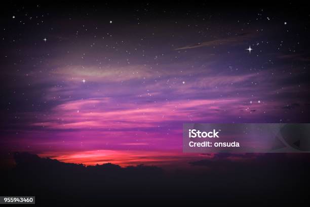 Colorful Night Sky Stock Photo - Download Image Now - Night, Sky, Purple