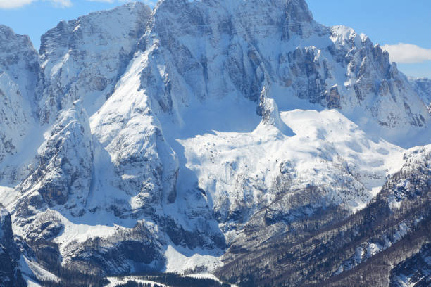 istock Valley and the mountains with white snow 955947986