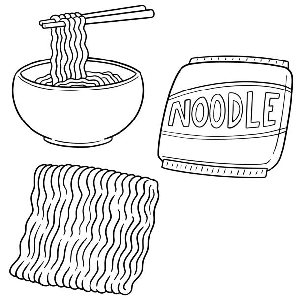 noodle vector set of noodle instant noodle package stock illustrations