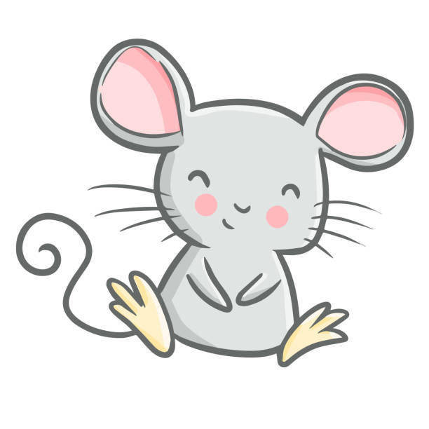 ilustraciones, imágenes clip art, dibujos animados e iconos de stock de ratón sentado y sonriendo - ratón animal