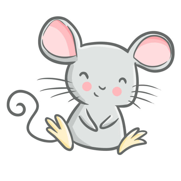 illustrations, cliparts, dessins animés et icônes de séance de souris et souriant - souris animal