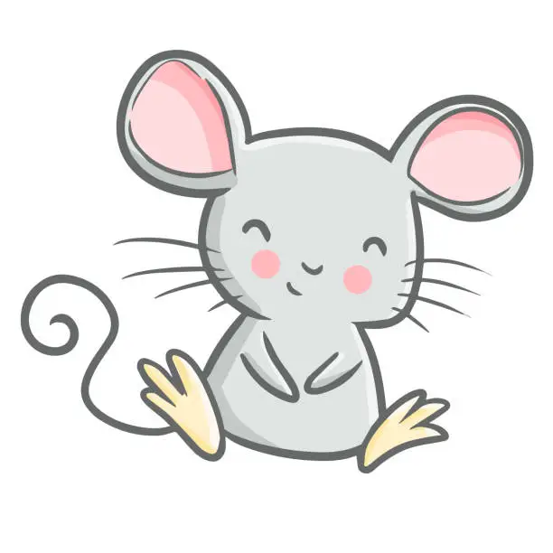 Vector illustration of mouse sitting and smiling