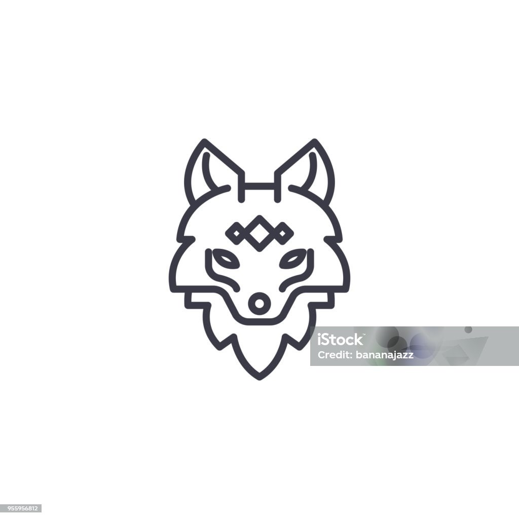 fox head vector line icon, sign, illustration on background, editable strokes fox head vector line icon, sign, illustration on white background, editable strokes Wolf stock vector