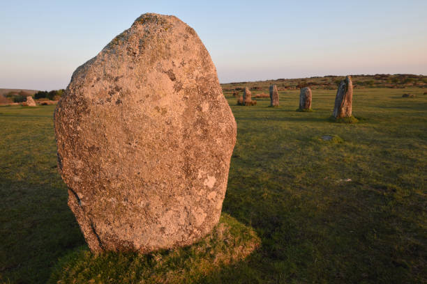il cerchio di pietre di hurlers bodmin moor - stone circle foto e immagini stock
