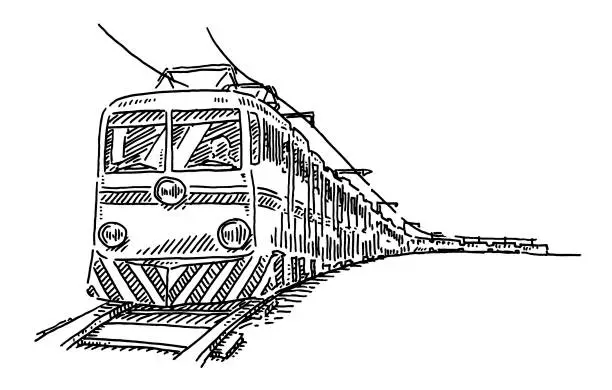 Vector illustration of Train Travel Drawing