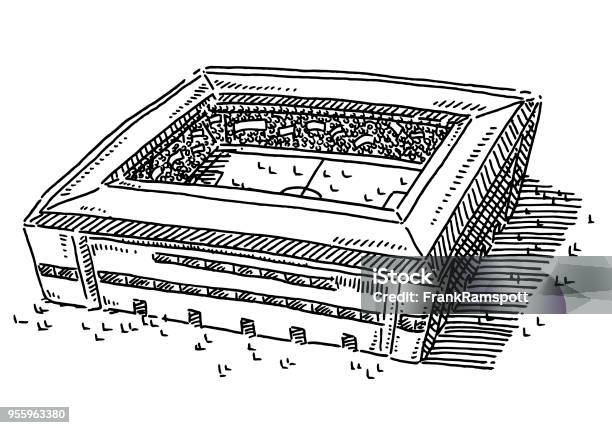 Generic Soccer Stadium Drawing Stock Illustration - Download Image Now - Crowd of People, Sketch, Stadium