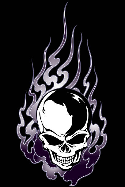ilustrações, clipart, desenhos animados e ícones de a ilustração do crânio e fogo, - inferno fire flame skull
