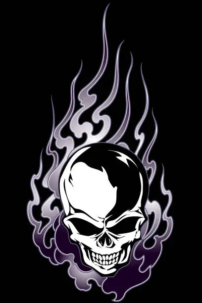 Vector illustration of The skull and fire illustration,