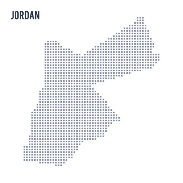 Vector illustration of Vector pixel map of Jordan isolated on white background