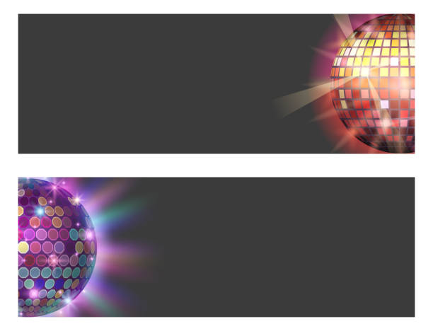 illustrazioni stock, clip art, cartoni animati e icone di tendenza di disco ball discotheque card musica party night club attrezzatura da ballo illustrazione vettoriale - disco ball sunbeam evening ball design