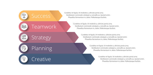 pyramide-infografik-vorlage mit fünf elementen. eine aus einer reihe von vektor-illustrationen.  einsetzbar für workflow-layout, diagramm, schritt geschäftsoptionen, banner, web-design. - essgeschirr grafiken stock-grafiken, -clipart, -cartoons und -symbole