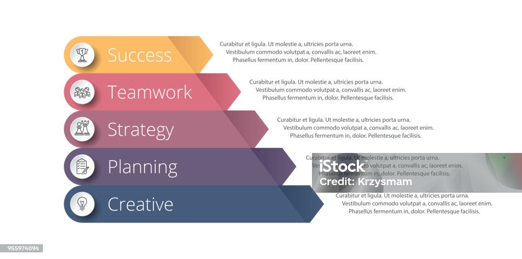 Pyramid infographic template with five elements. One from a set of vector illustrations.  Can be used for workflow layout, diagram, business step options, banner, web design. Steps, Circle, Flow Chart, Chart Five Objects stock vector