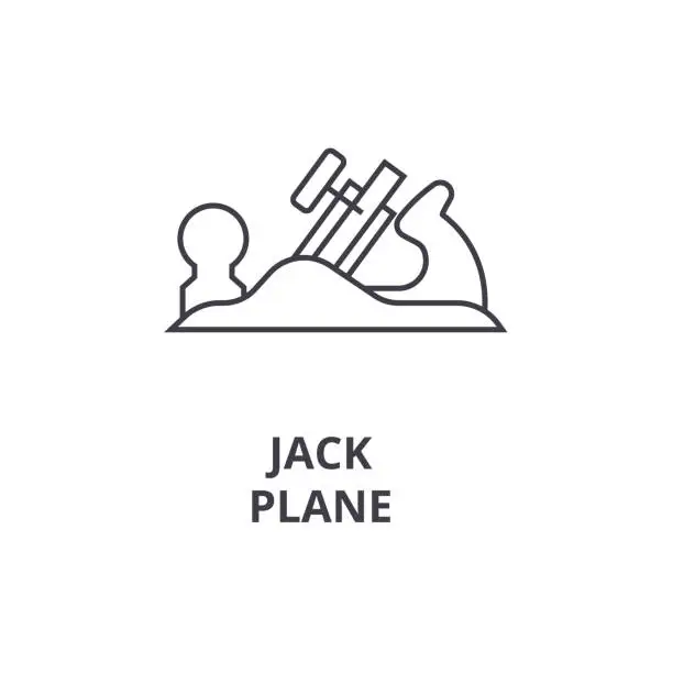 Vector illustration of jack plane vector line icon, sign, illustration on background, editable strokes