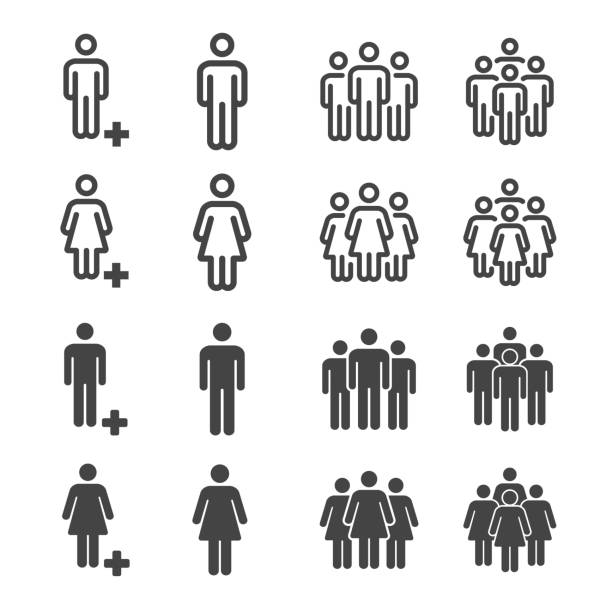 people icon people and population icon set crewmembers stock illustrations