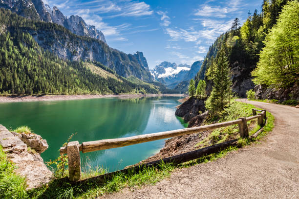 istock Sunny sunrise at Gosausee lake in Alps, Austria 955989782