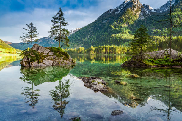 istock Spring sunrise at Hintersee lake in Alps, Germany 955990492