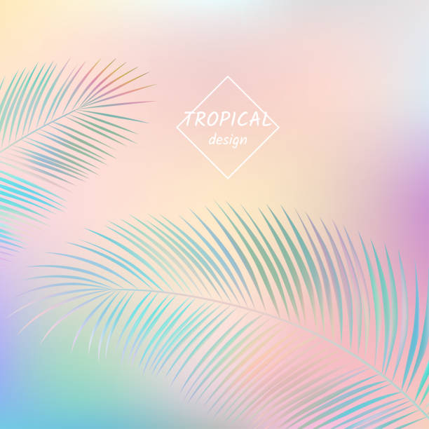 istock Tropical background. Palm leaves. Multicolored illustration. Bright. Exotics. Colorful. Rainbow. Vector. 955990510