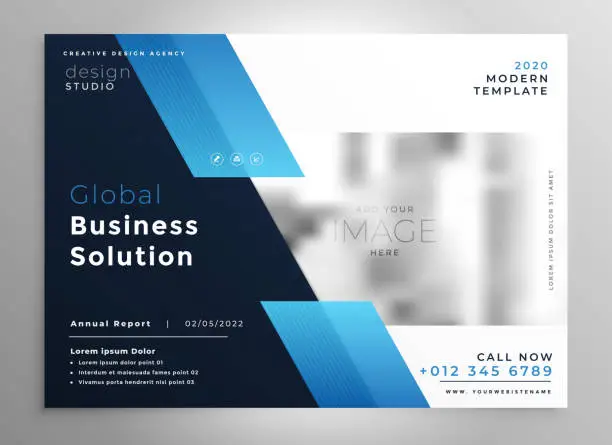 Vector illustration of creative blue modern business brochure flyer presentation template