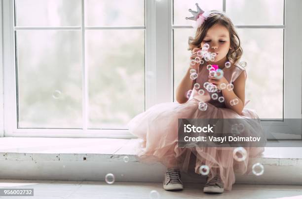 Little Cute Girl In Dress Stock Photo - Download Image Now - Child, Girls, Princess