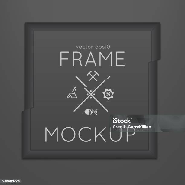 Slashed 3 Vector Vector Template Of Square Slashed Frame With Poster Placed In Interior ...