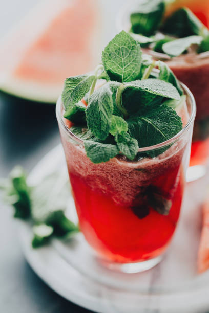 Watermelon lemonade with mint leaves