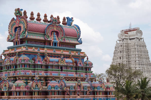 istock Contrasting temple towers in Tamil Nadu 956008668
