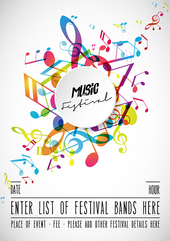 Abstract festival invitation background template with tunes.