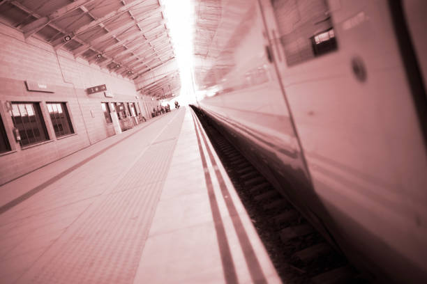 istock High speed modern passenger train in station by platform in Spain. 956012516