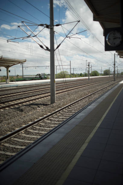istock High speed modern electric train station platform tracks in Spain. 956012668