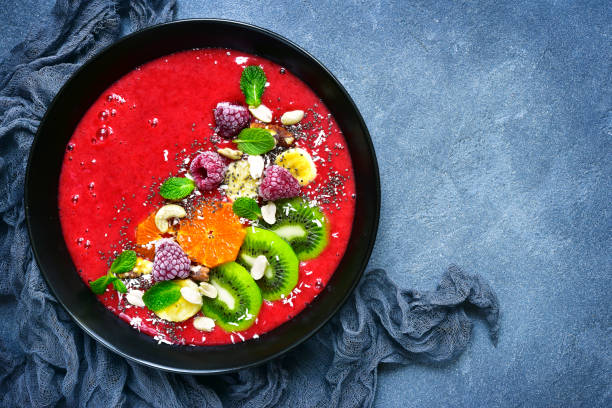 istock Healthy raspberry banana smoothie bowl 956013752