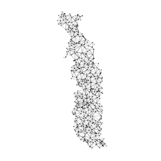 Vector illustration of Togo Map Network Black And White